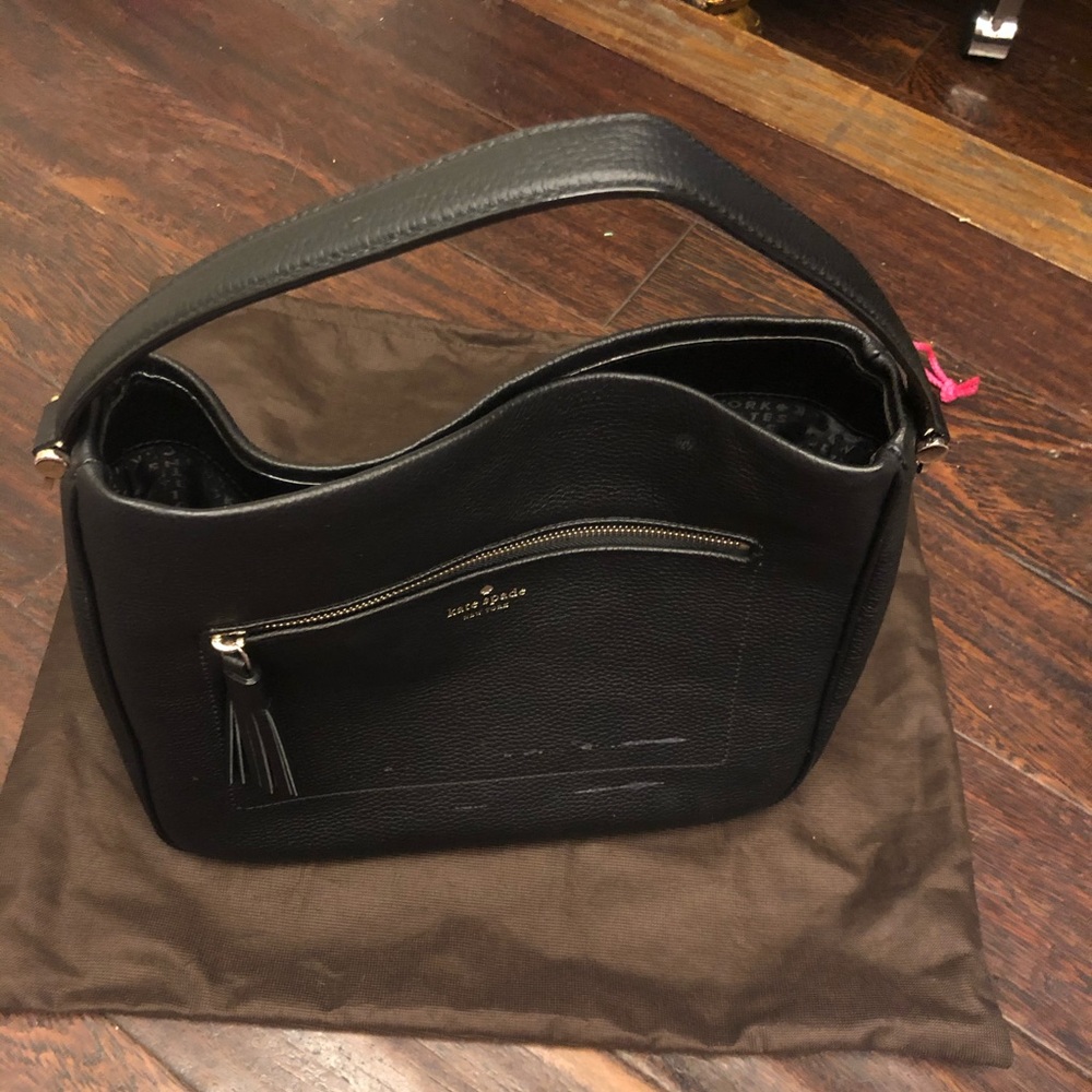 Kate Spade Black Pebble Leather Handbag w Card & Dustbag